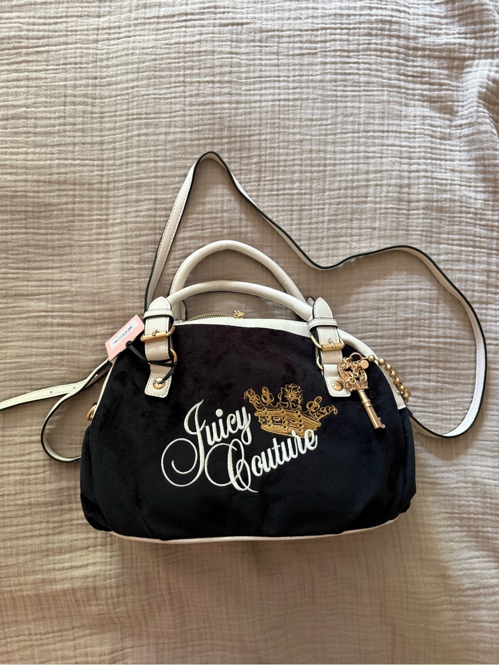 Juicy Couture The Key to Juicy Satchel in Liquorice/White NWT